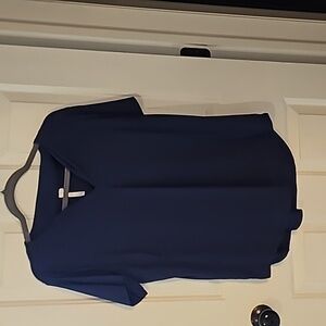 Lulu B Navy V Neck- Solid UPF50+ Split V-Neck Tee